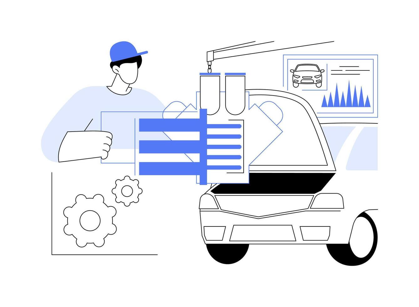 Car diagnostics isolated cartoon illustrations. vector