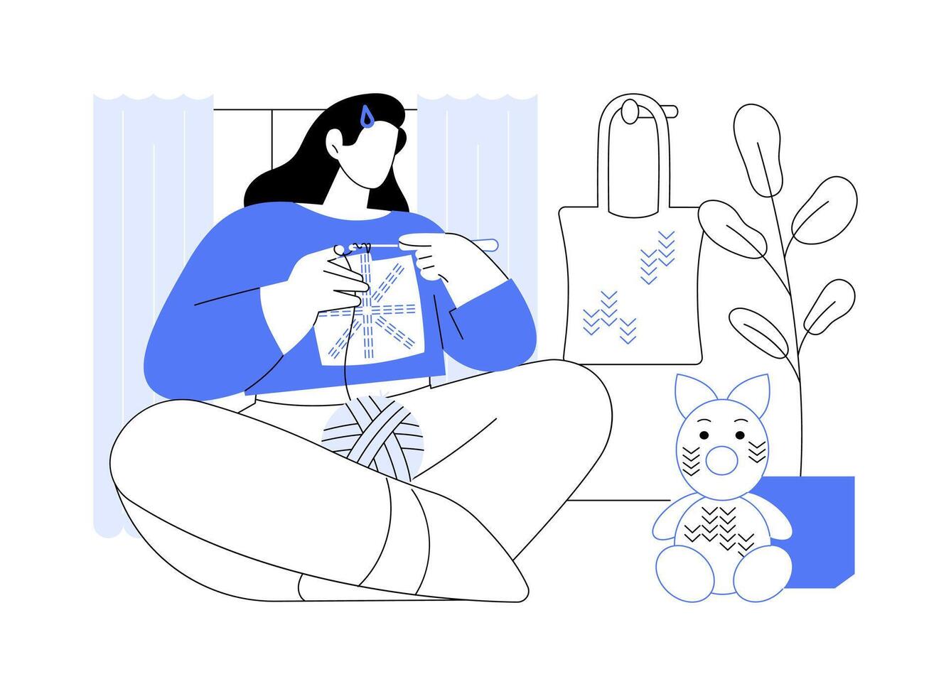 Crochet isolated cartoon illustrations. vector