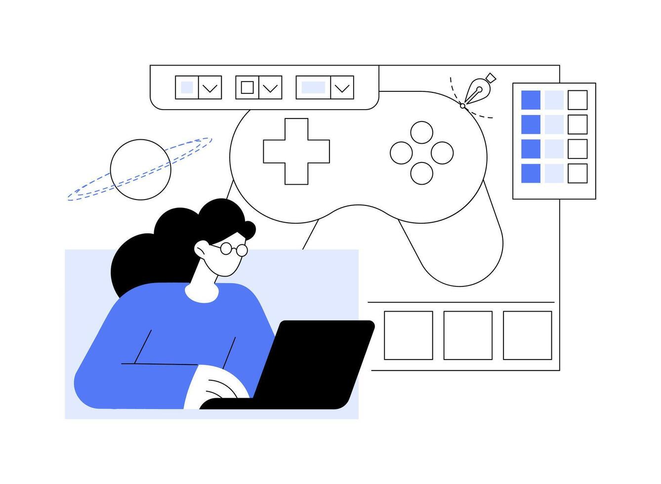 game design software isolated cartoon illustrations. vector