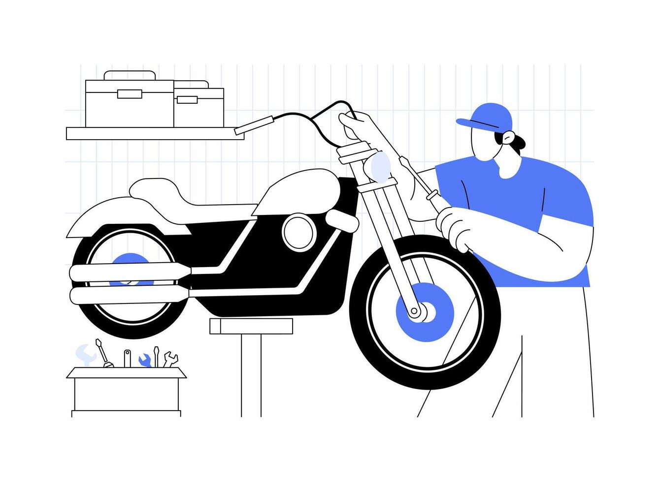 Assembling motorcycle isolated cartoon illustrations. vector