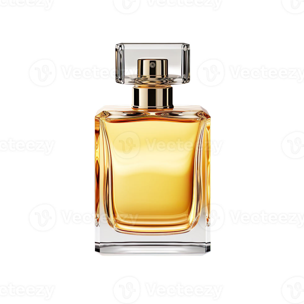 a bottle of yellow perfume isolated on transparent background png