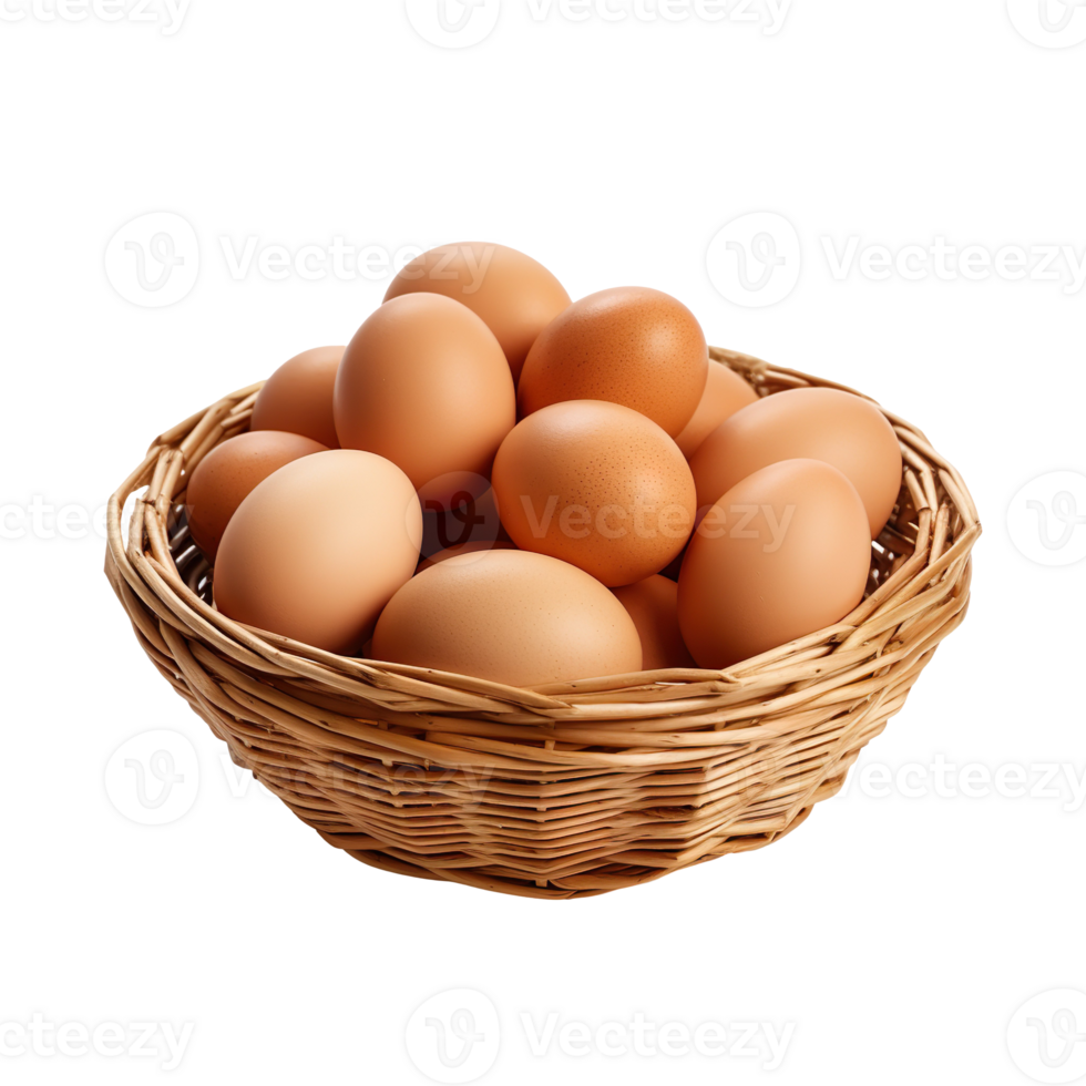 a basket with eggs isolated on transparent background png