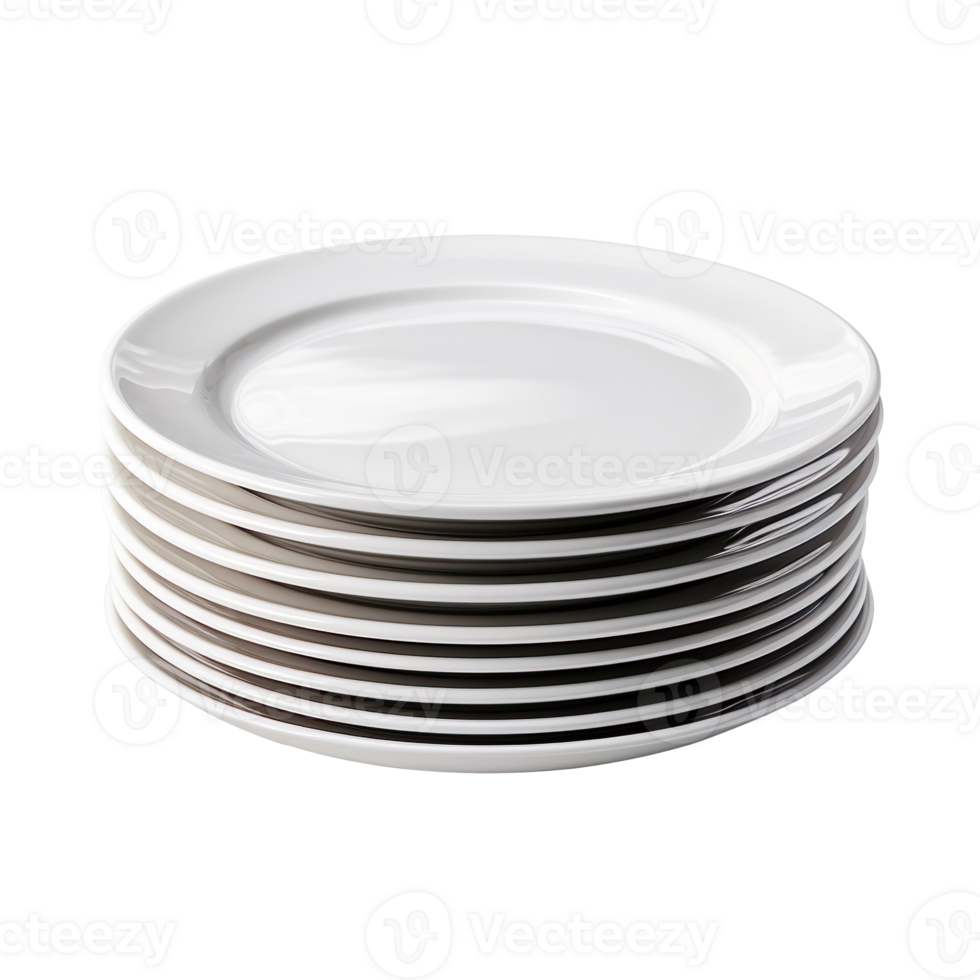 a stack of white plates isolated on transparent background png