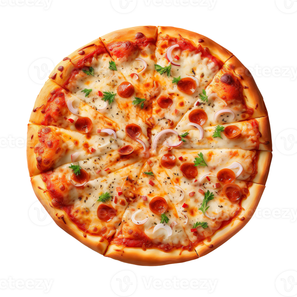 A pizza isolated on transparent background png