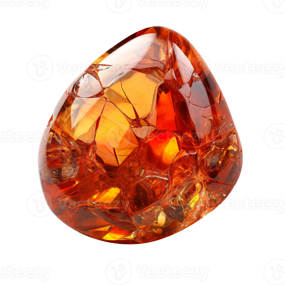 An orange amber gemstone isolated on transparent background png