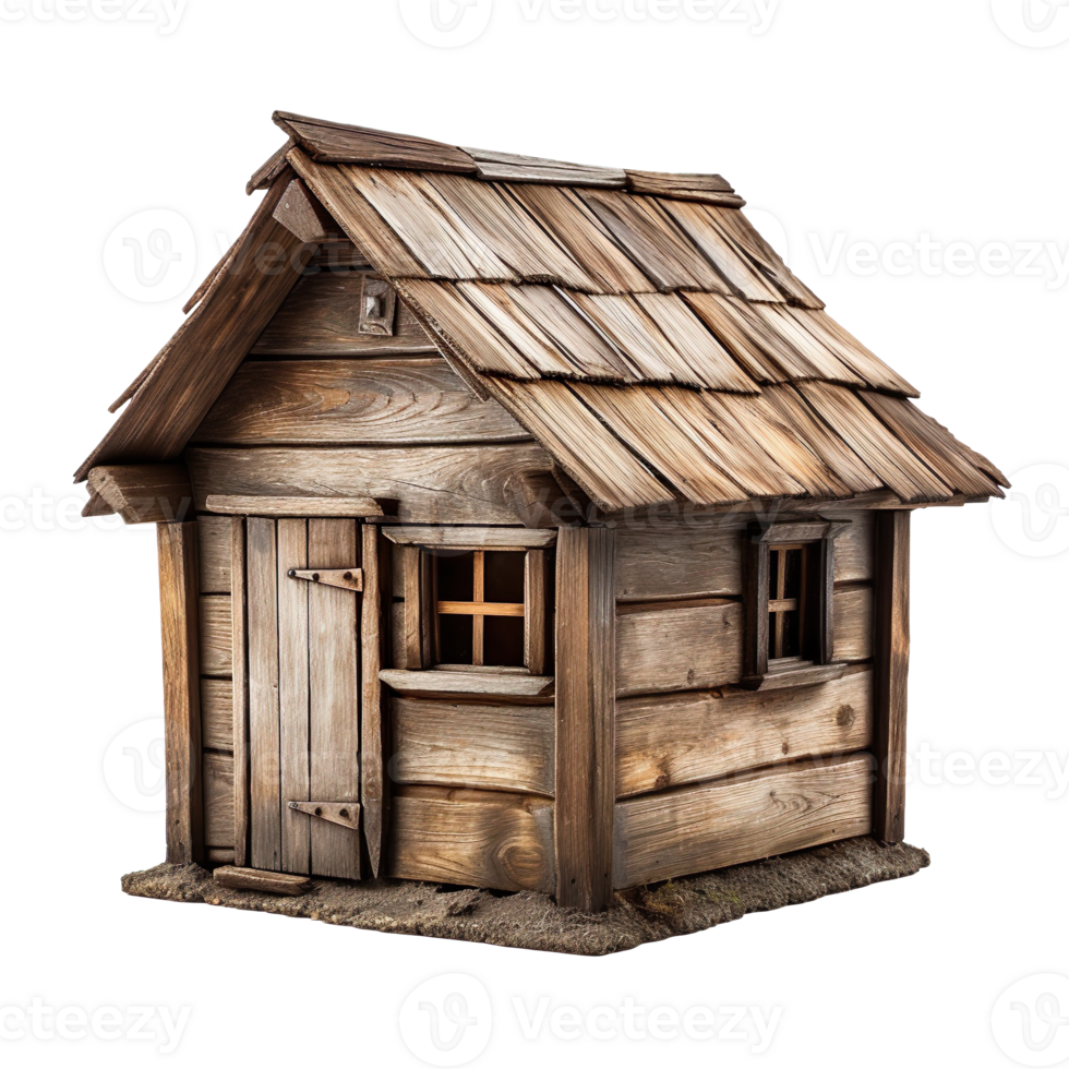 An old wooden hut isolated on transparent background png