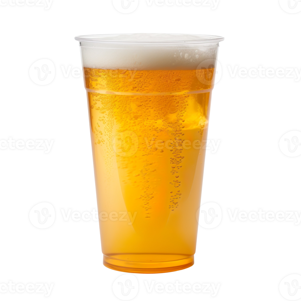 Beer in a plastic cup isolated on transparent background png