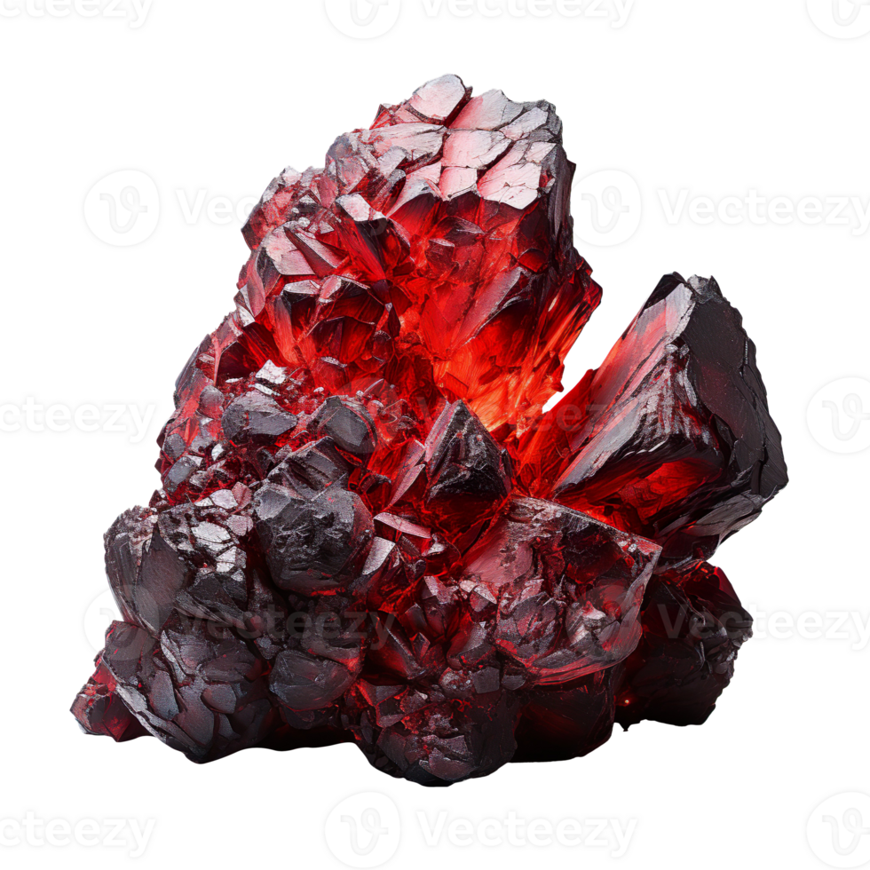 A rock with red lava isolated on transparent background png