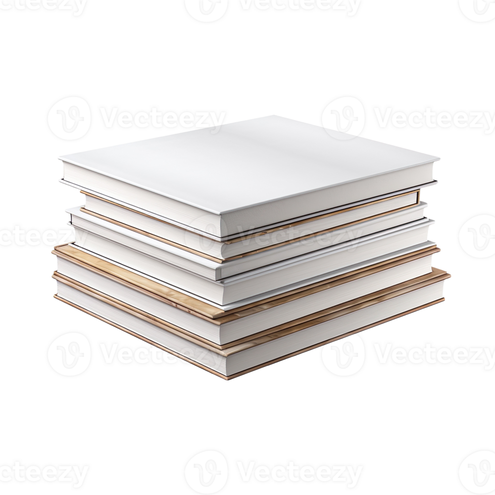 A stack of white books isolated on transparent background png