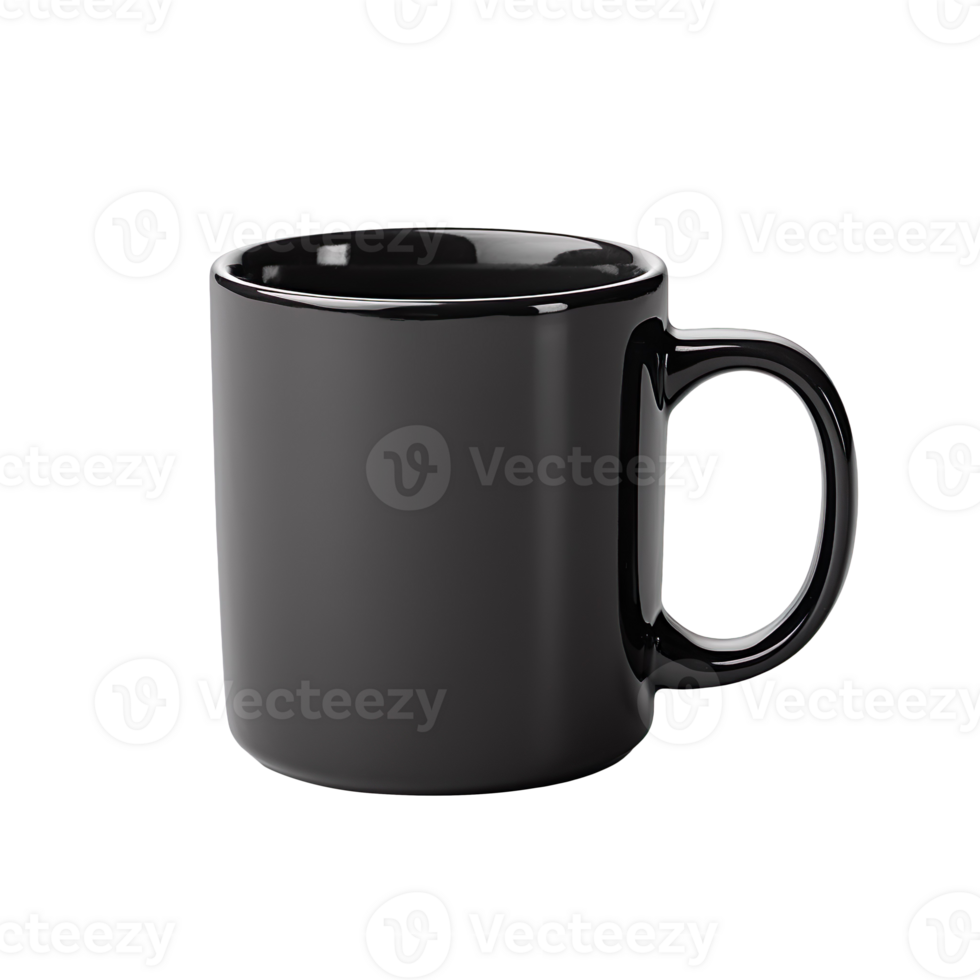Black ceramic mug isolated on transparent background png