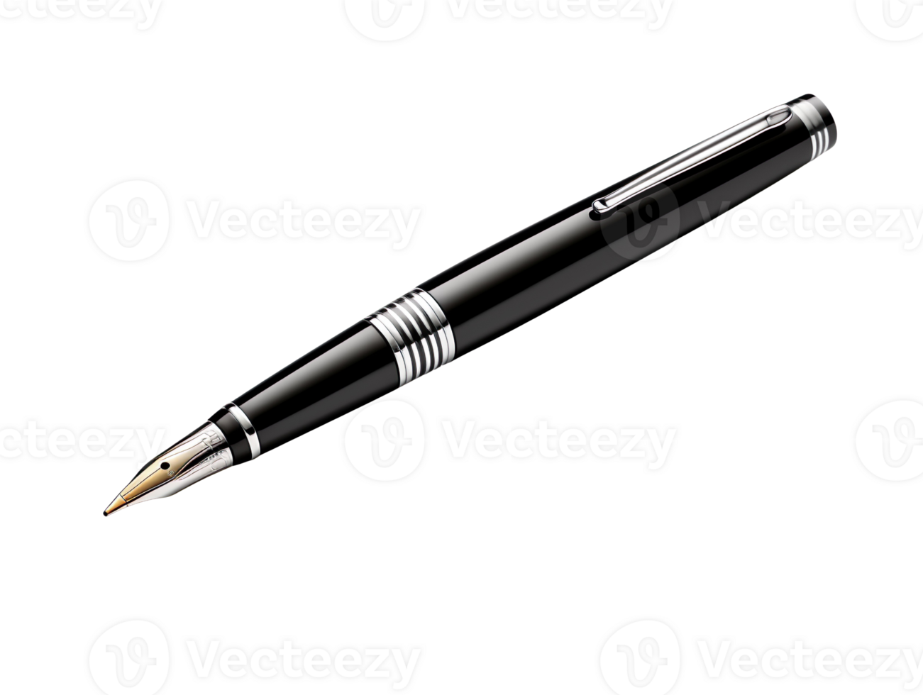 Black fountain pen isolated on transparent background png