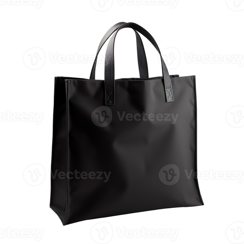 black fabric shopping bag isolated on transparent background png