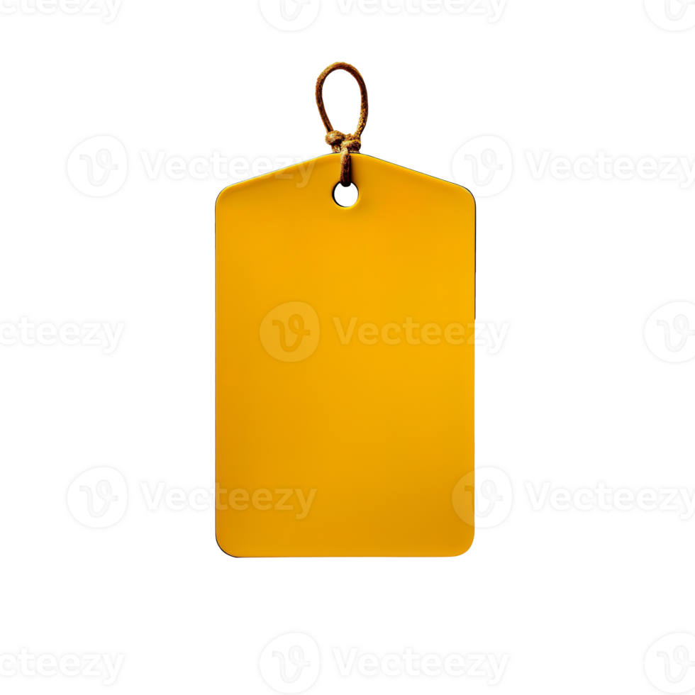 Blank yellow paper price tag isolated on transparent background png