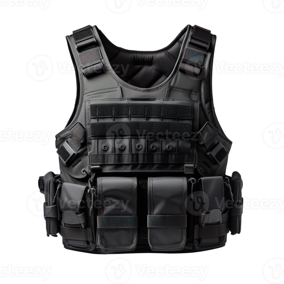 black bulletproof vest isolated on transparent background png