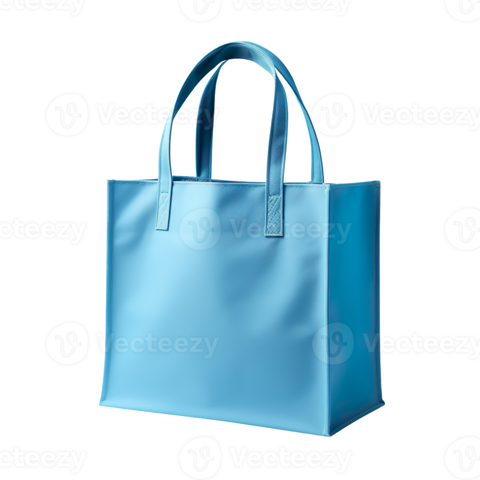blue canvas shopping bag isolated on transparent background png