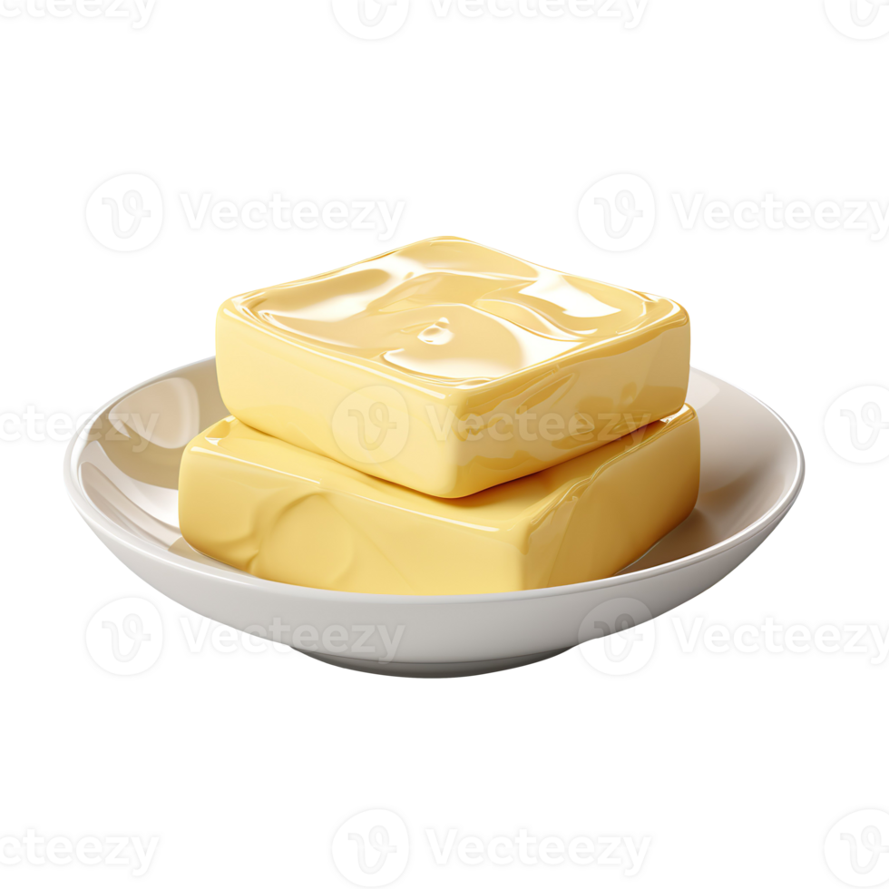 butter in ceramic plate isolated on transparent background png