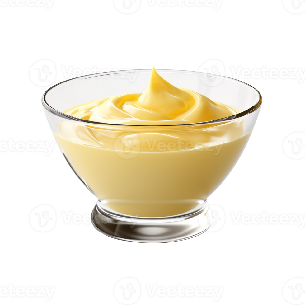 Cheese sauce in the glass bowl isolated on transparent background png