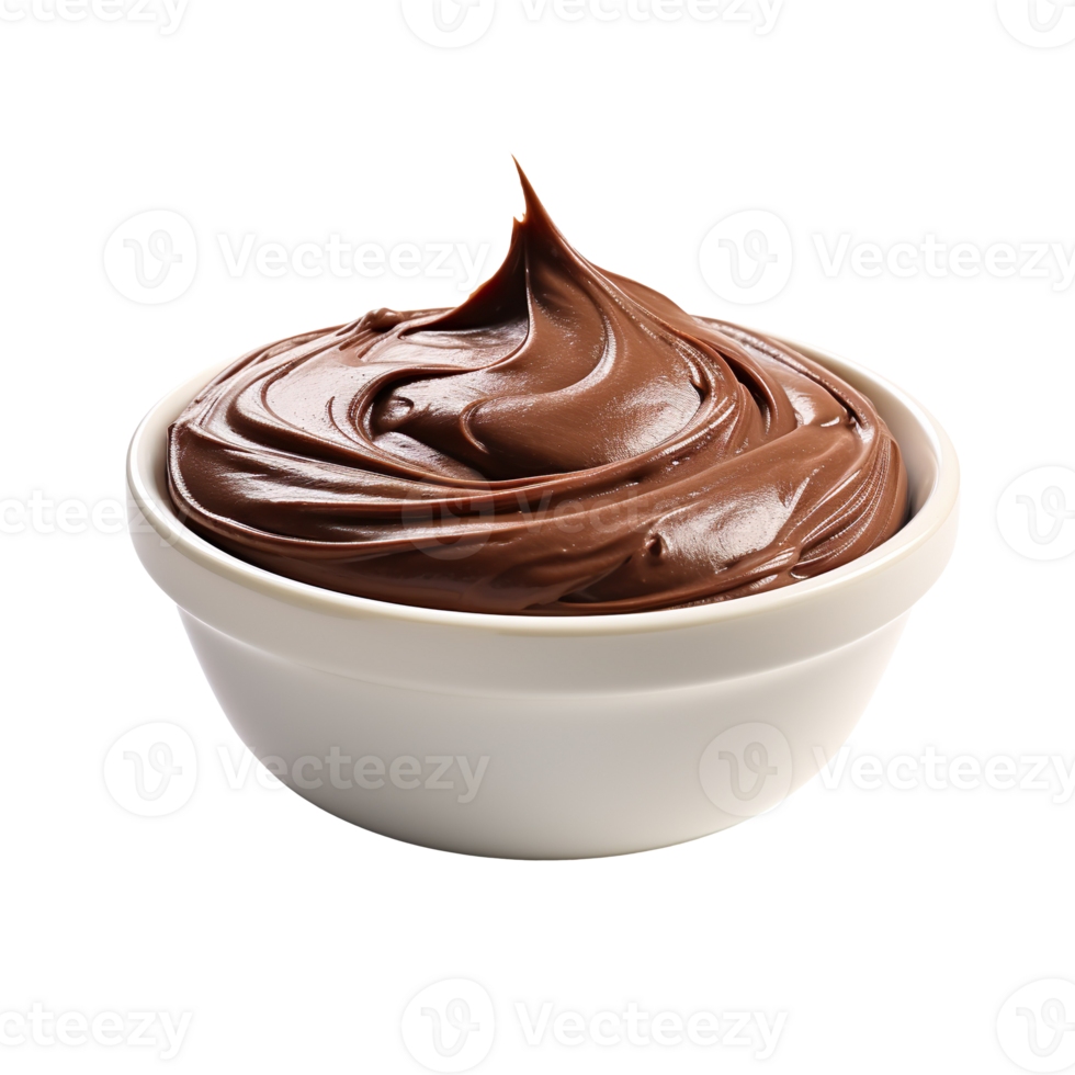 Bowl of chocolate paste isolated on transparent background png