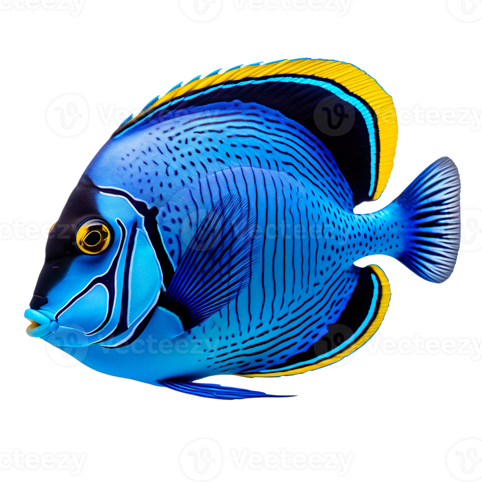 Blue tang fish isolated on transparent background png