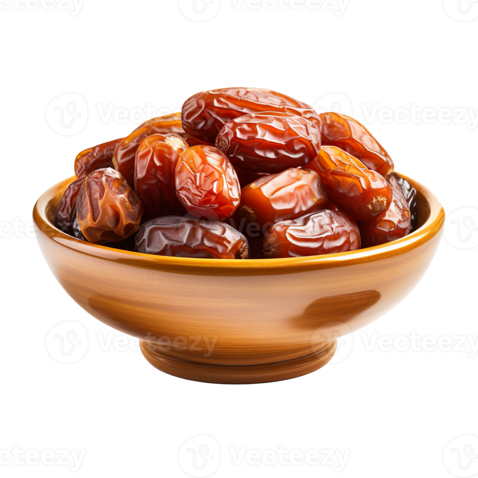 bowl of dried date fruits isolated on transparent background png