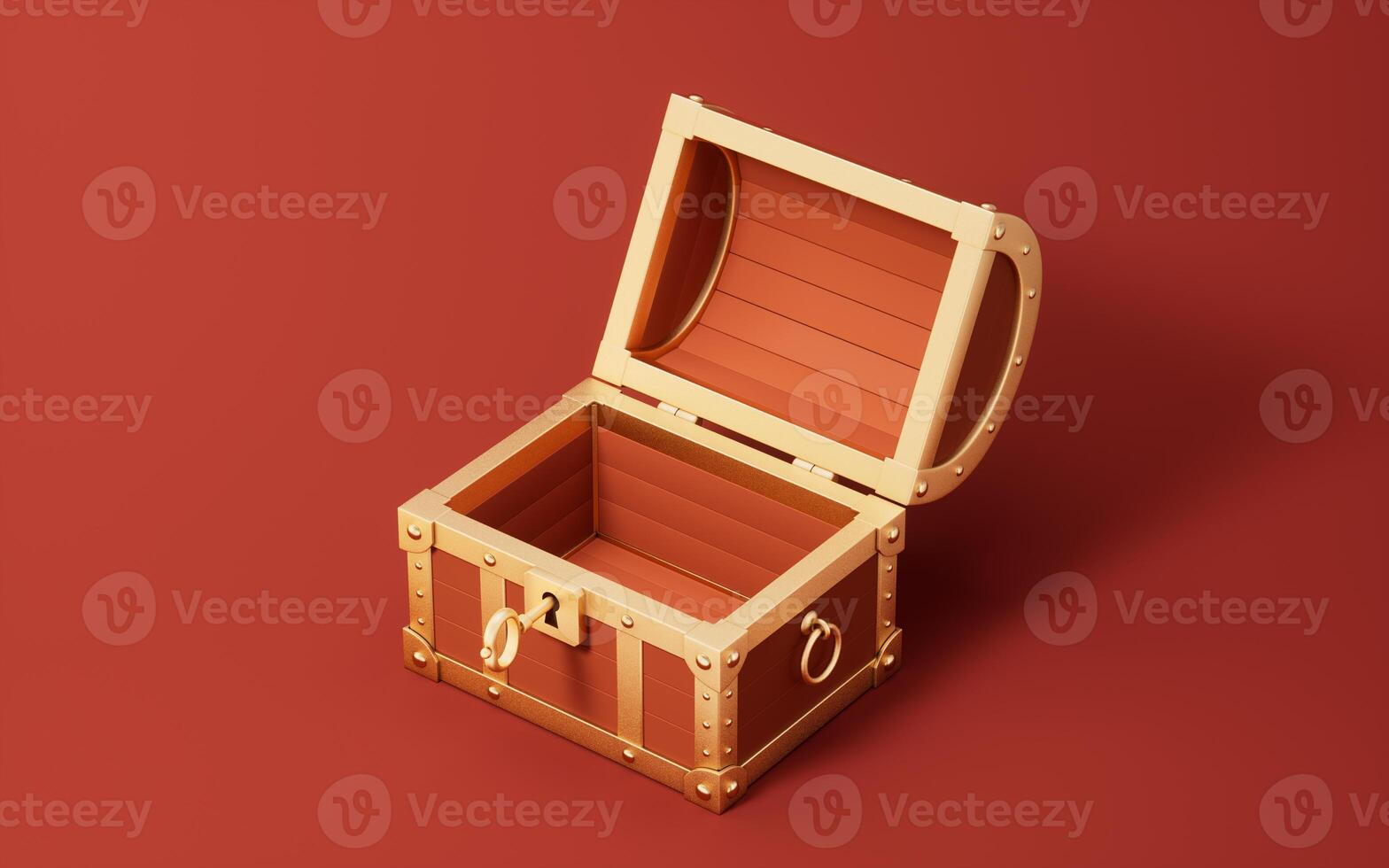 Opened retro treasure box and gift box, 3d rendering. photo