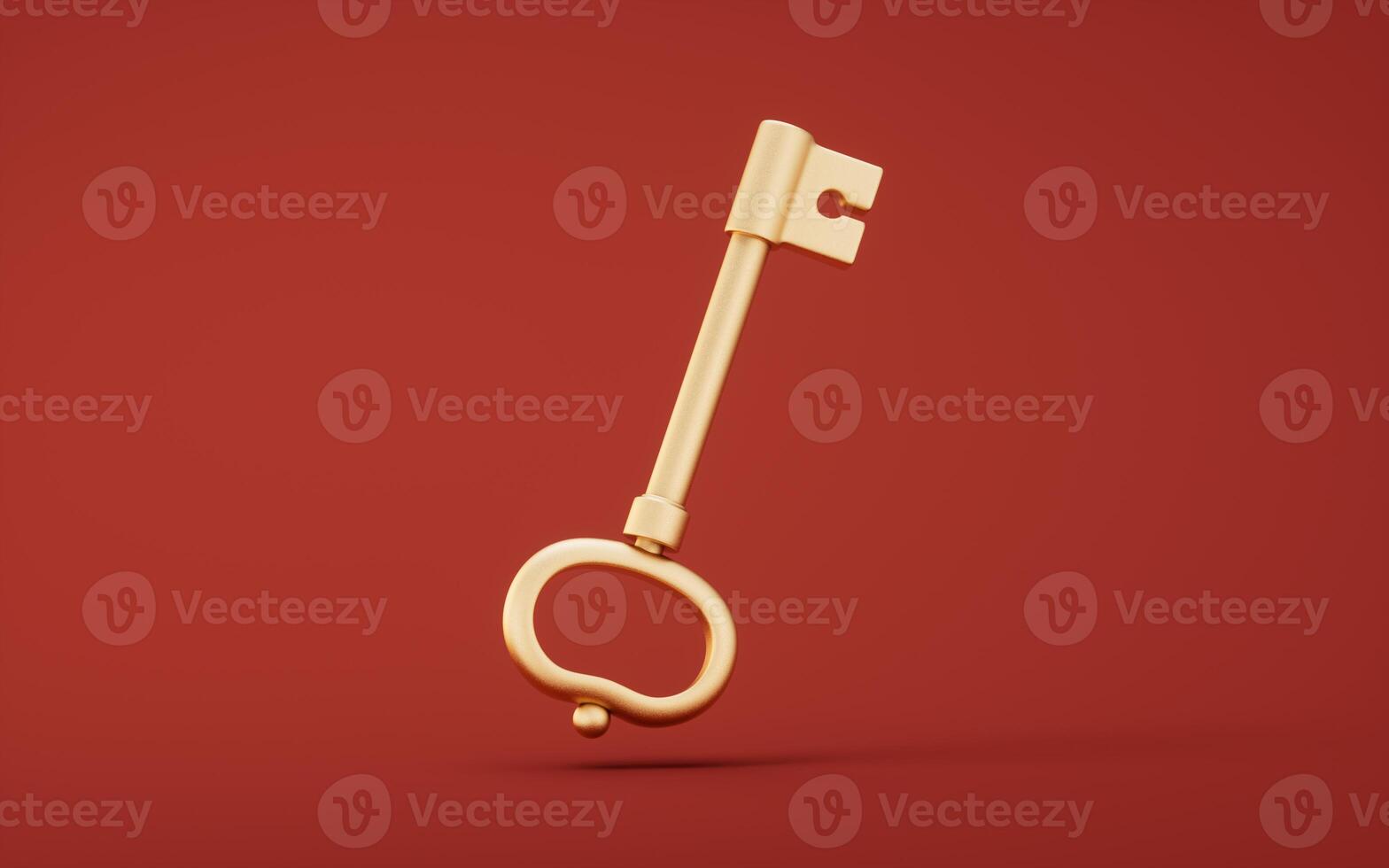 Classic retro gold key, 3d rendering. photo