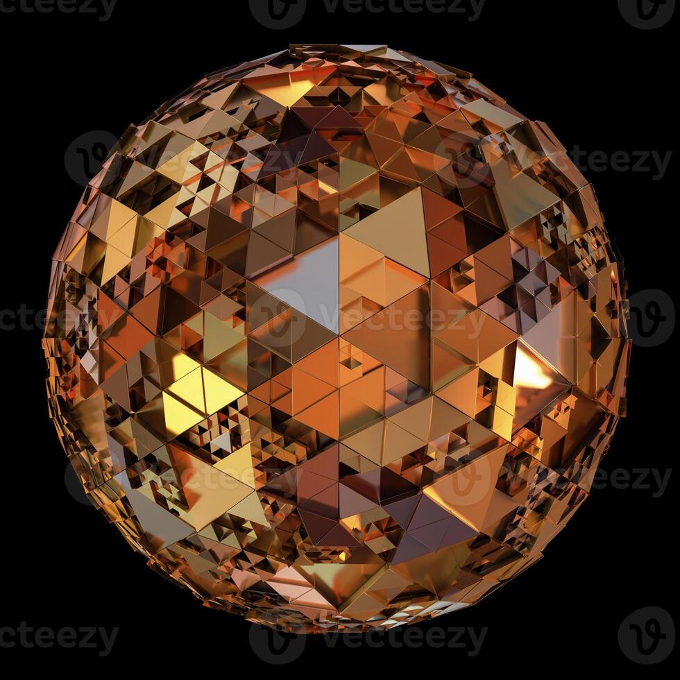 3D Render of an Abstract Spherical Form with Extruded Triangles photo