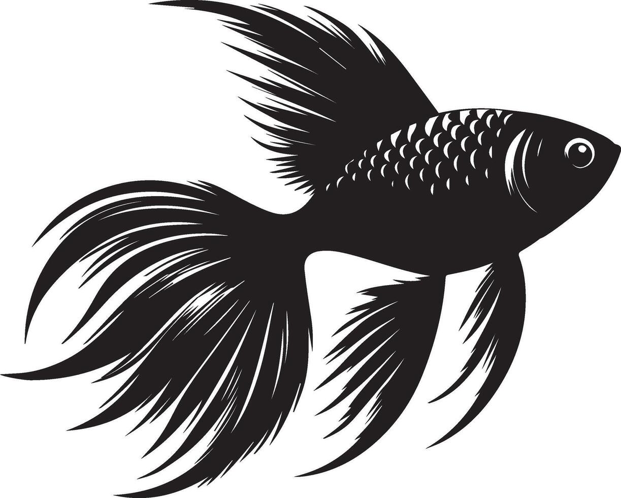 a black and white illustration of a fish vector