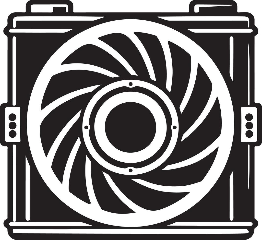 a black and white image of a fan vector
