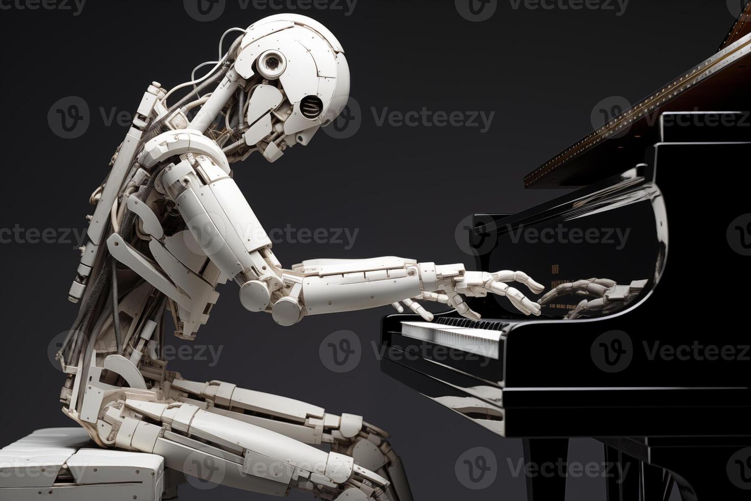 Robot android playing grand piano photo
