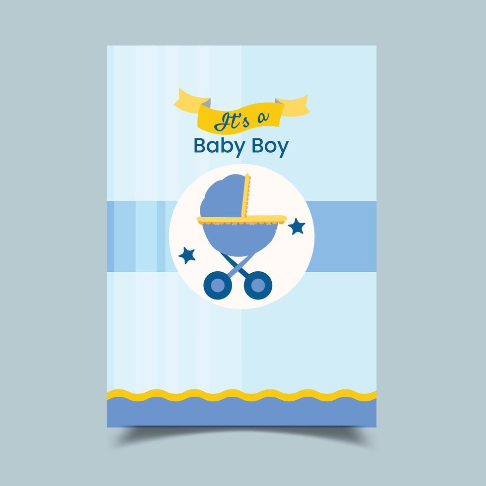 Baby Boy invitation Card with Illustration vector