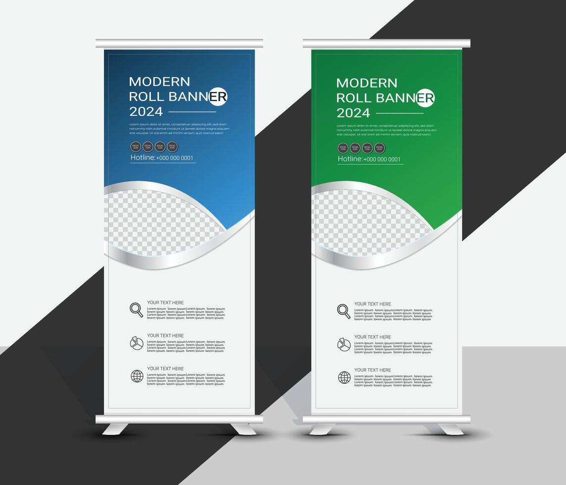 Modern Corporate Roll Up Banner Design Stand Template For Business and presentation vector