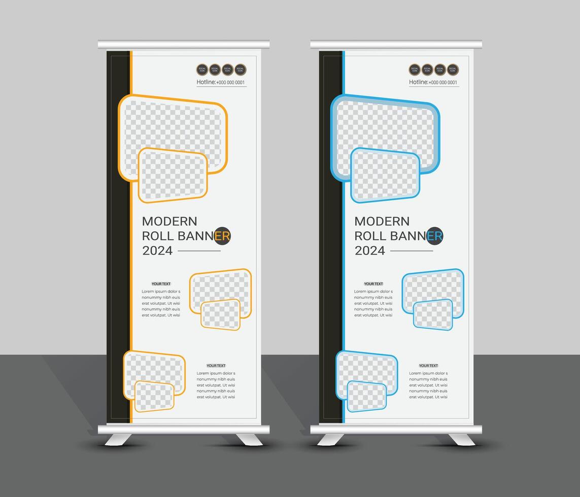 Modern roll up banner design for business events, presentations, promotions, marketing vector