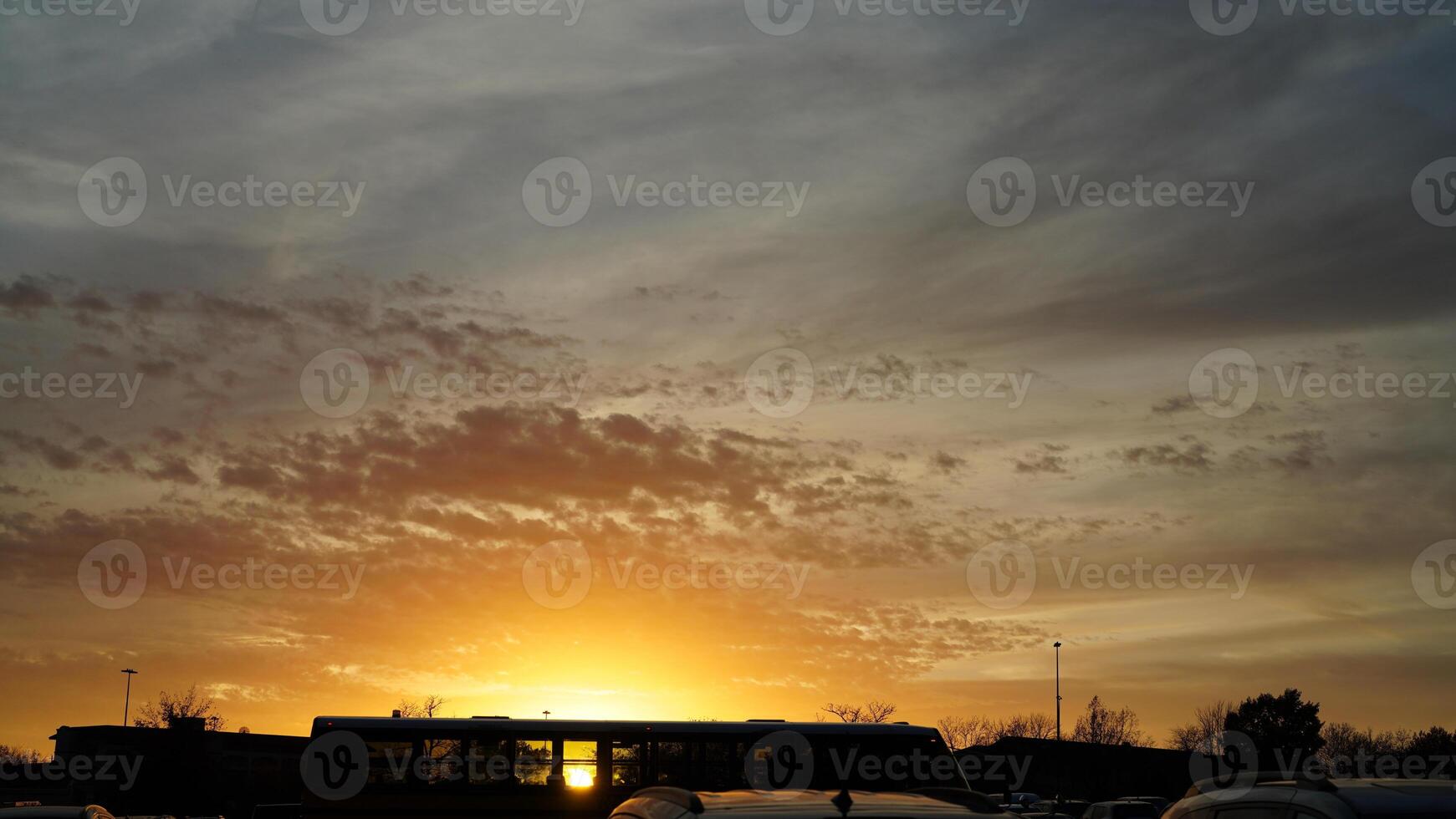 The beautiful city sunset view with the blue time sky in the shopping mall parking square photo