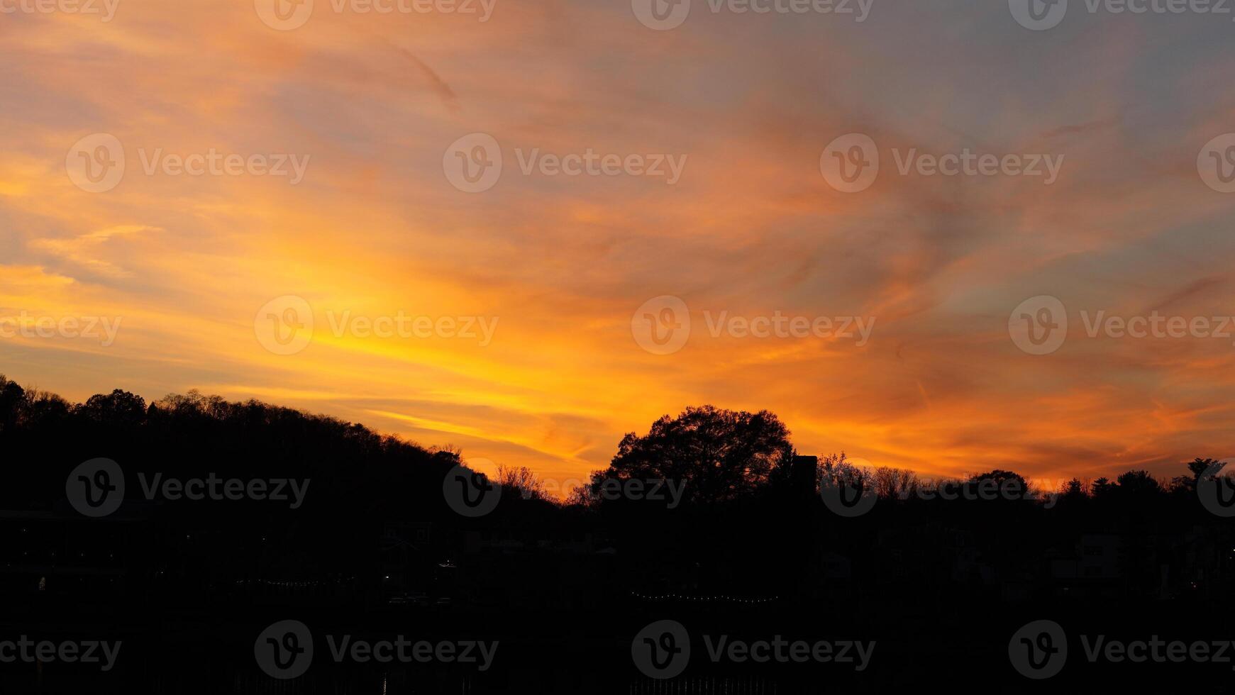 The beautiful sunset sky view with the colorful clouds as background photo
