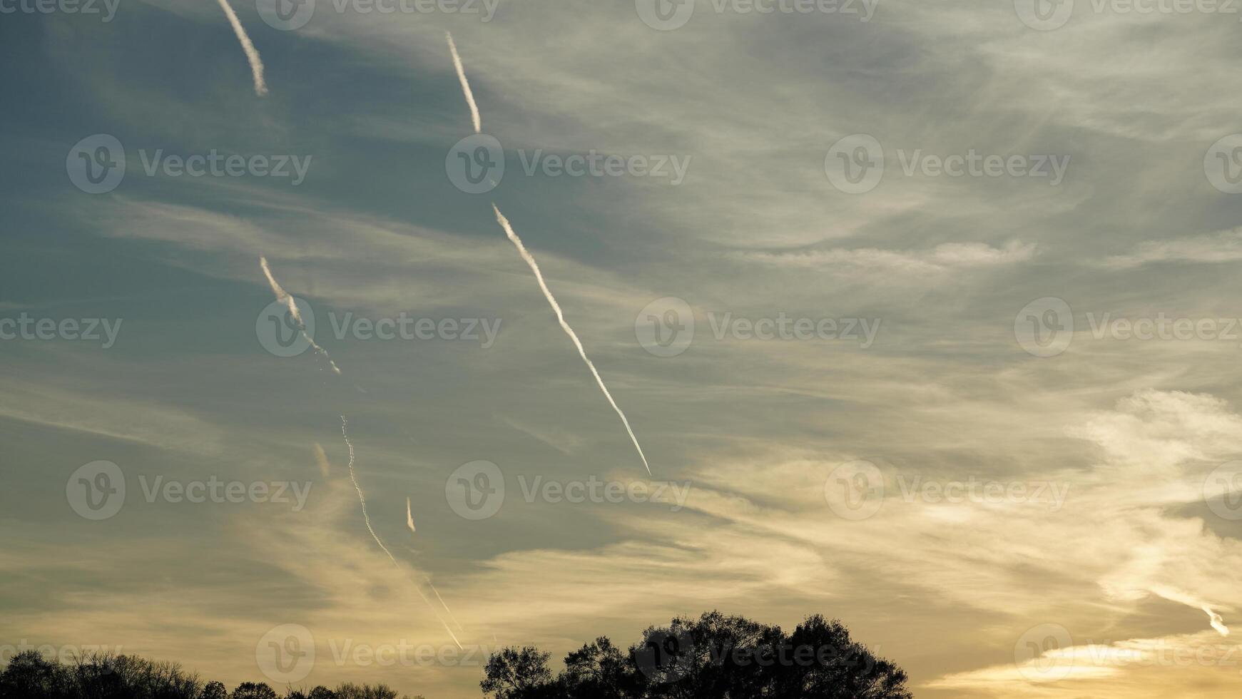 The beautiful sunset sky view with the colorful clouds as background photo