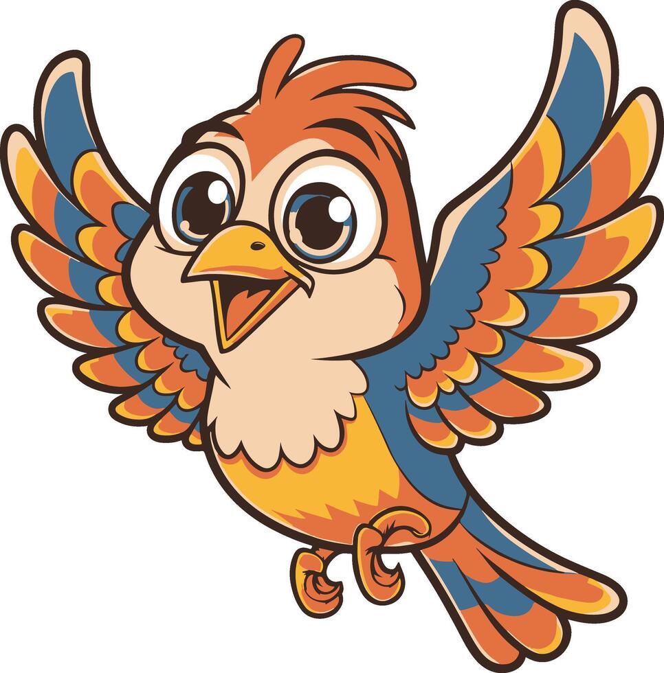 Flying bird cartoon art illustration. Ai generate vector