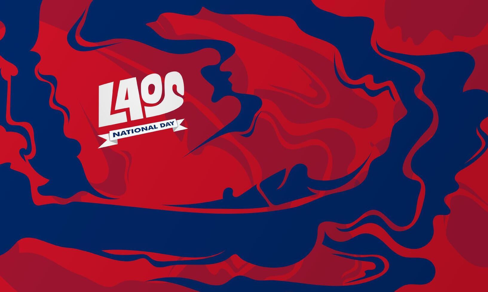 Laos background design with simple blue smoke in flat design on red background. Laos national day campaign. laos independence day background vector
