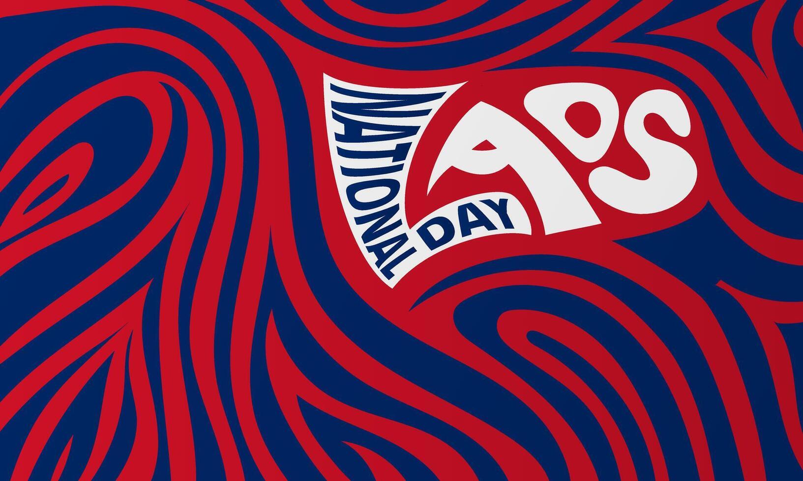 Typography of laos national day design on stripped blue red background. Laos national background design vector