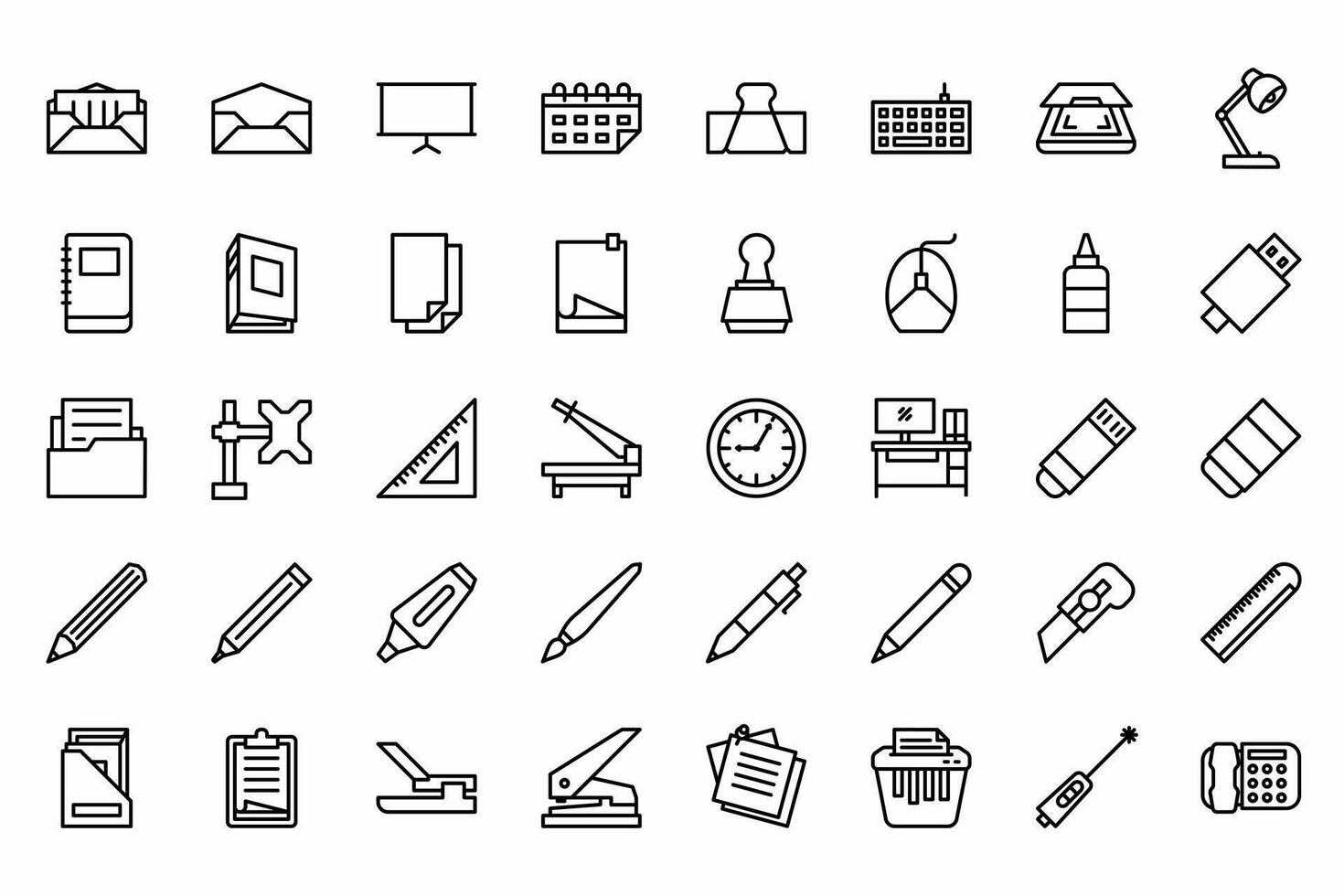 Office icon set style line vector