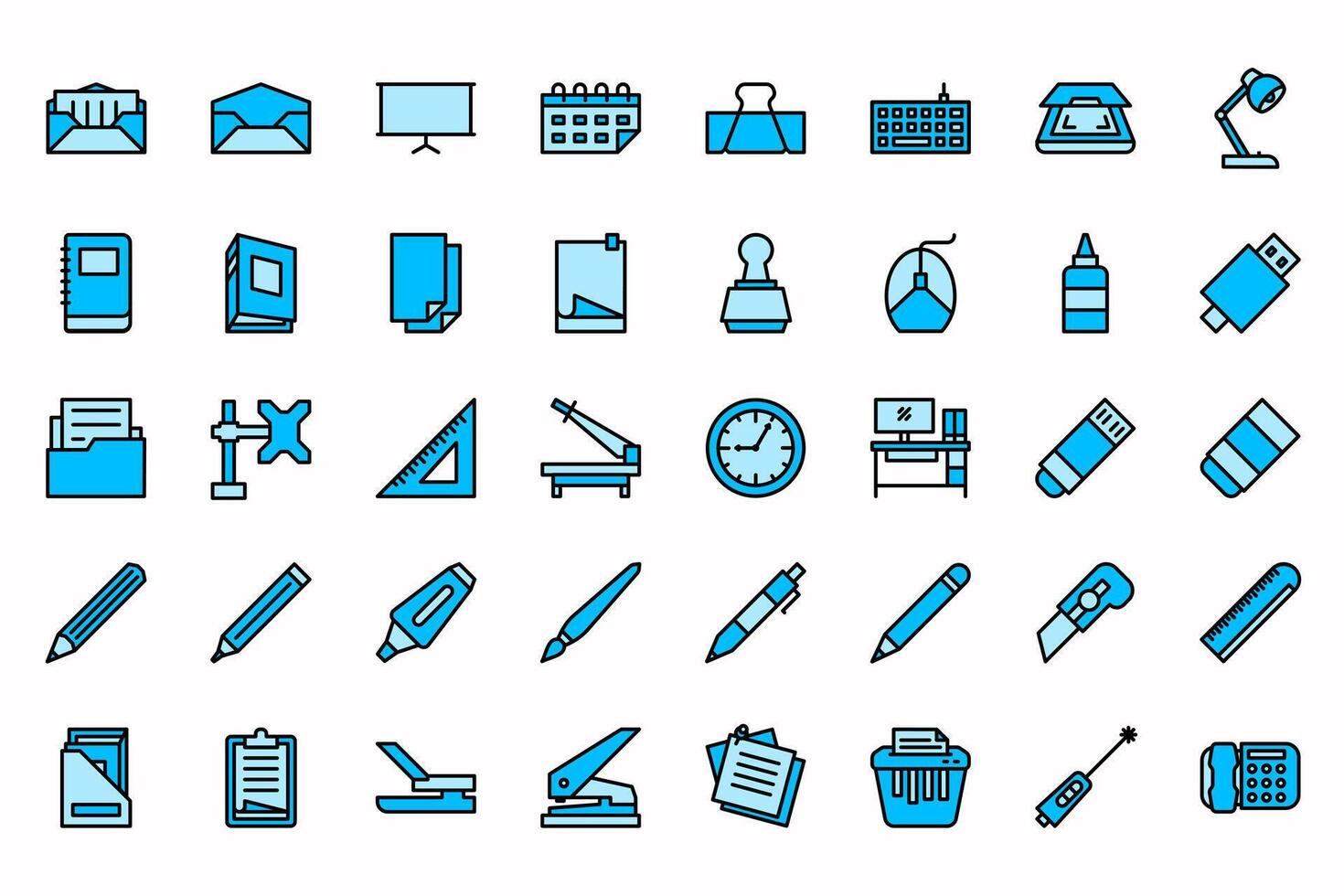 Office solid icon set vector