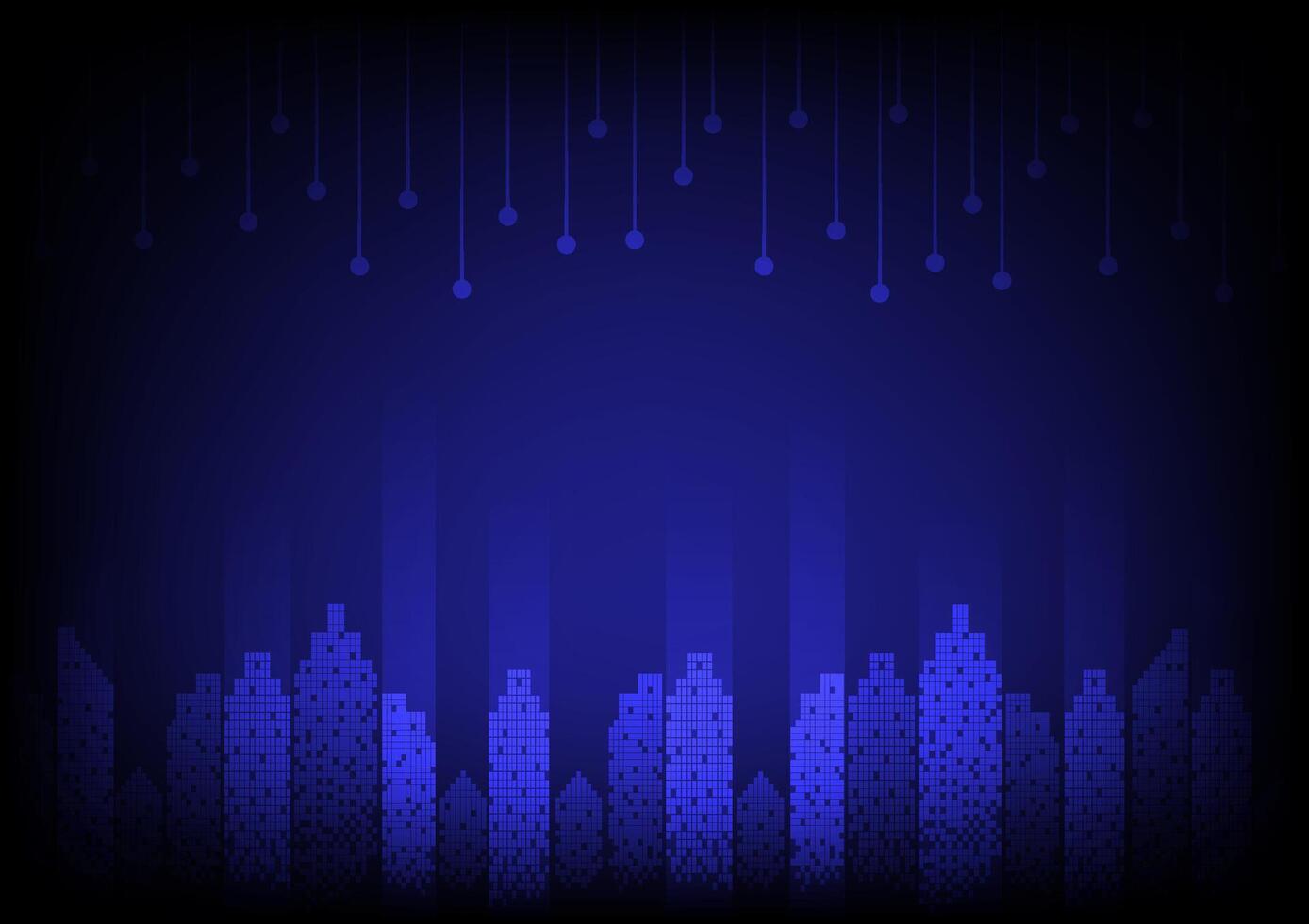 Digital technology background. City town office cityscape concept. Design for city, town, company , communication, business, connection, telecoms, digital, internet, online, network, data, dark blue. vector