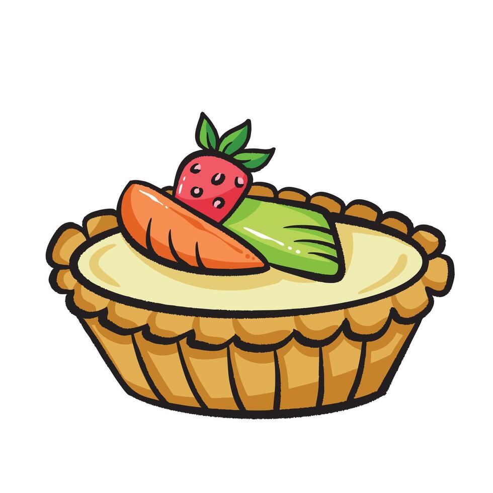 Fruit pie cake sweet food colorful illustration isolated on square white background. Simple flat outlined cartoon art styled drawing. vector
