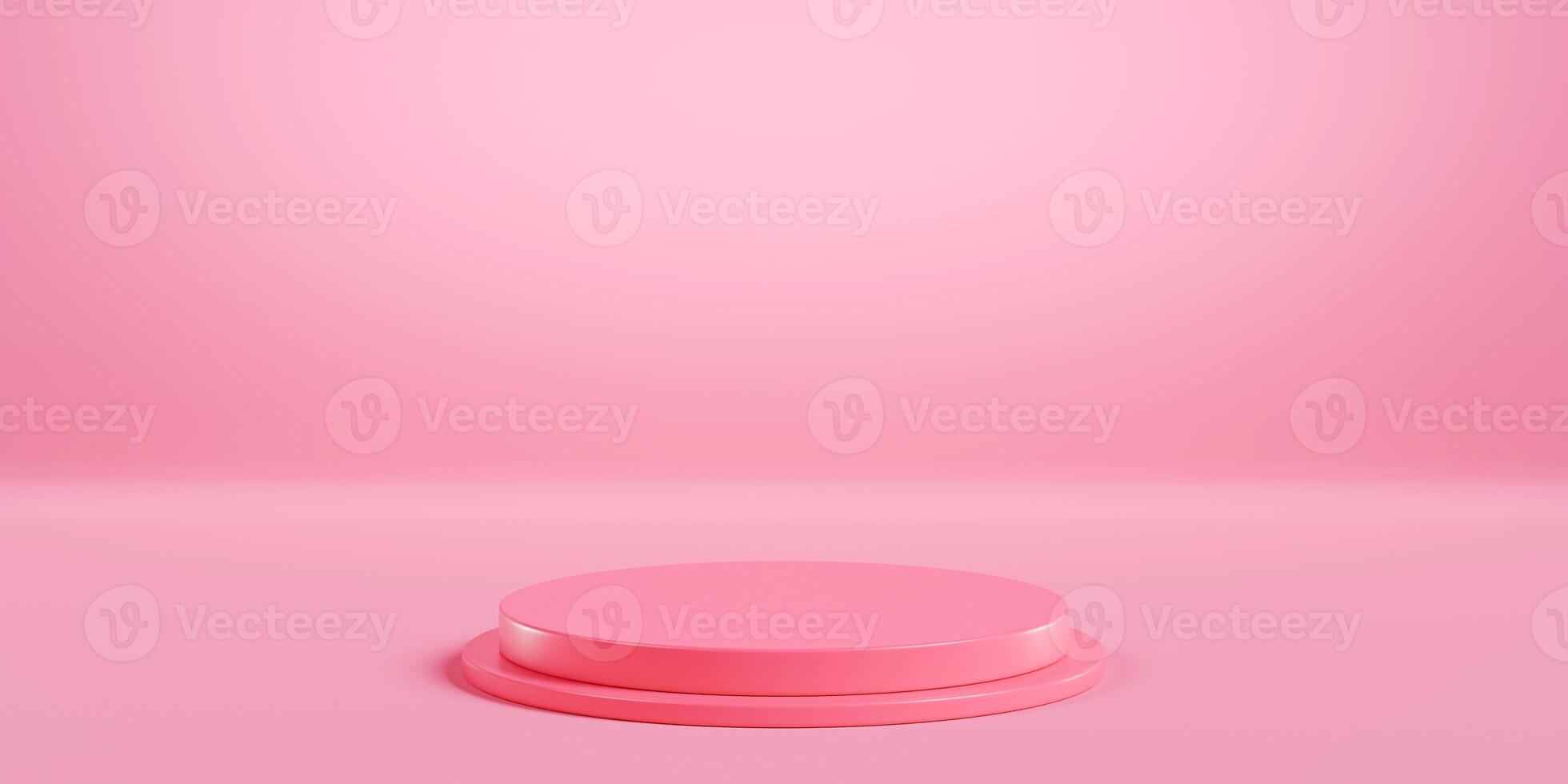 Pink pastel two steps cylinder podium for products promotion. 3d render illustration photo