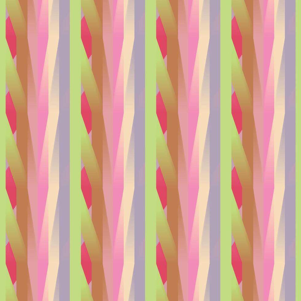 seamless vertical geometric gradient stripe pattern with layered abstract shapes in vibrant green, pink, brown, violet tones. For abstract digital backgrounds, fabric designs, wallpapers, and vector