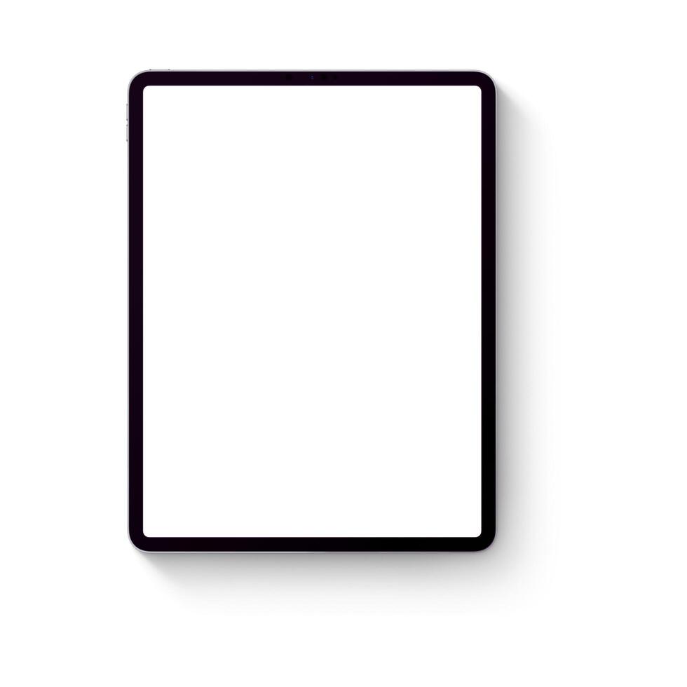 a blank white tablet on a white surface photo