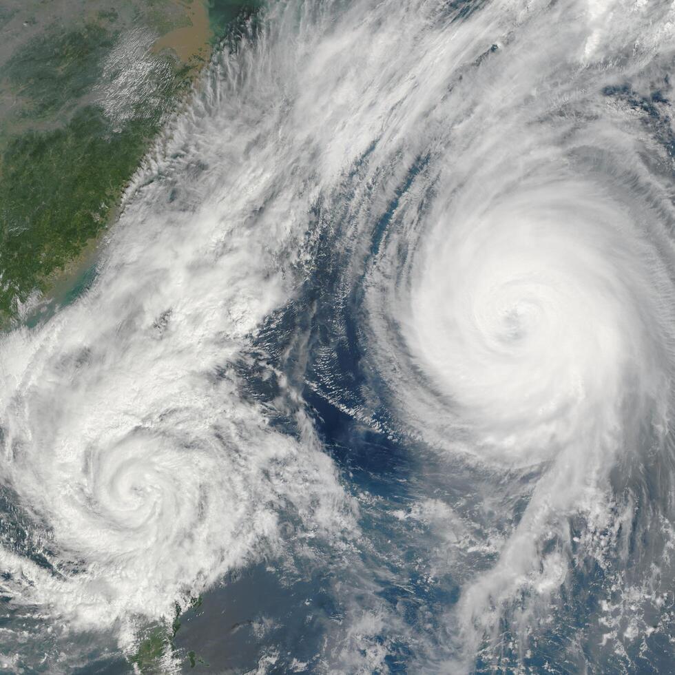 two hurricanes are seen in this satellite image photo