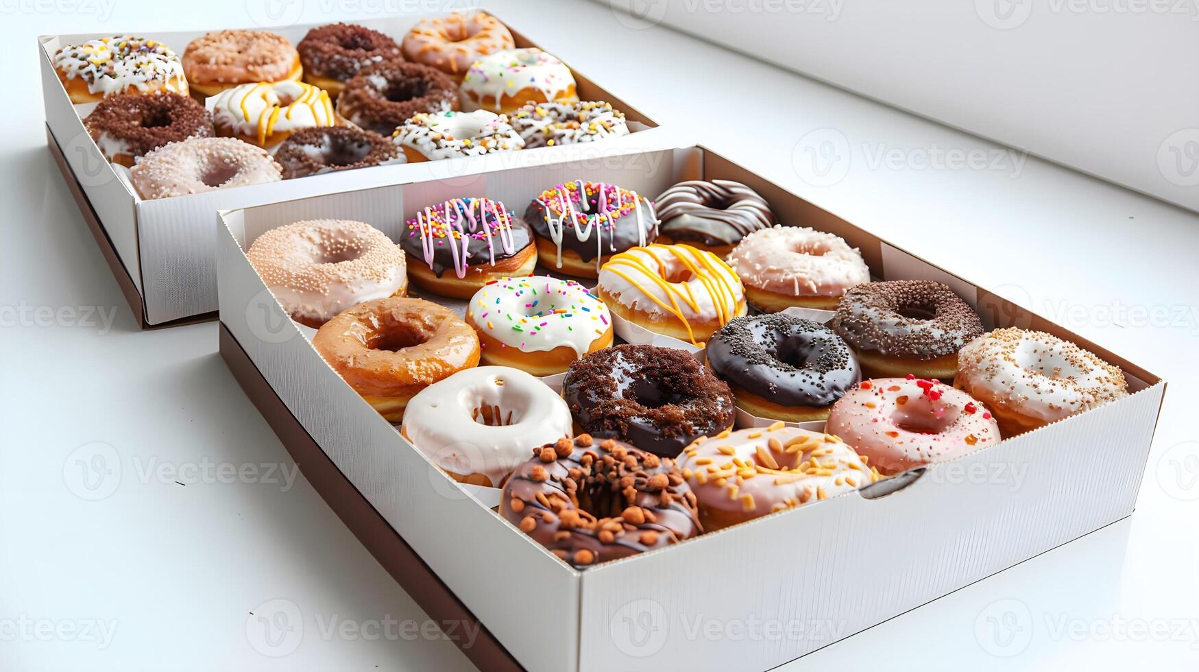 Two boxes of donuts photo