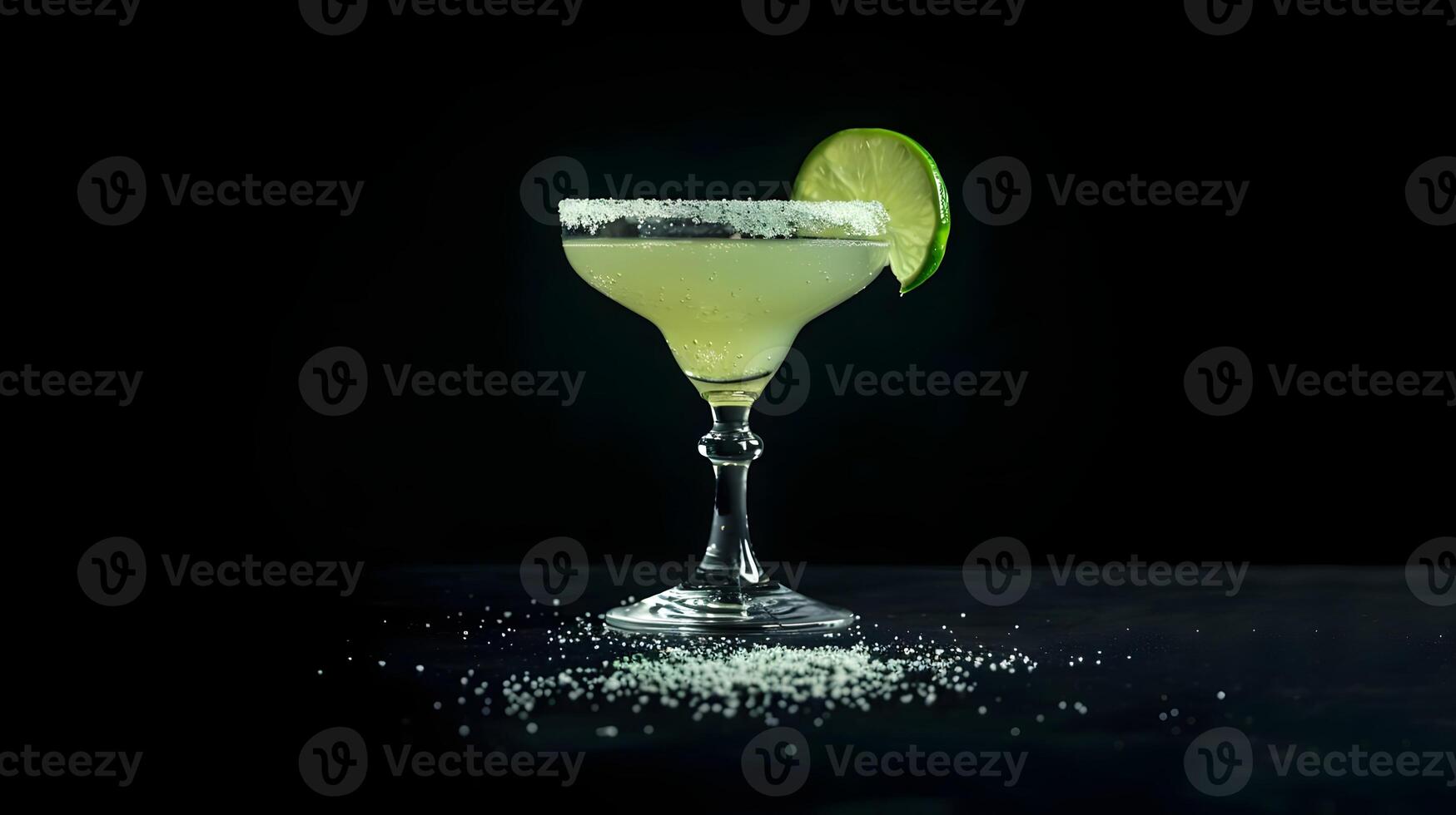 A margarita with lime and salt on a black background photo