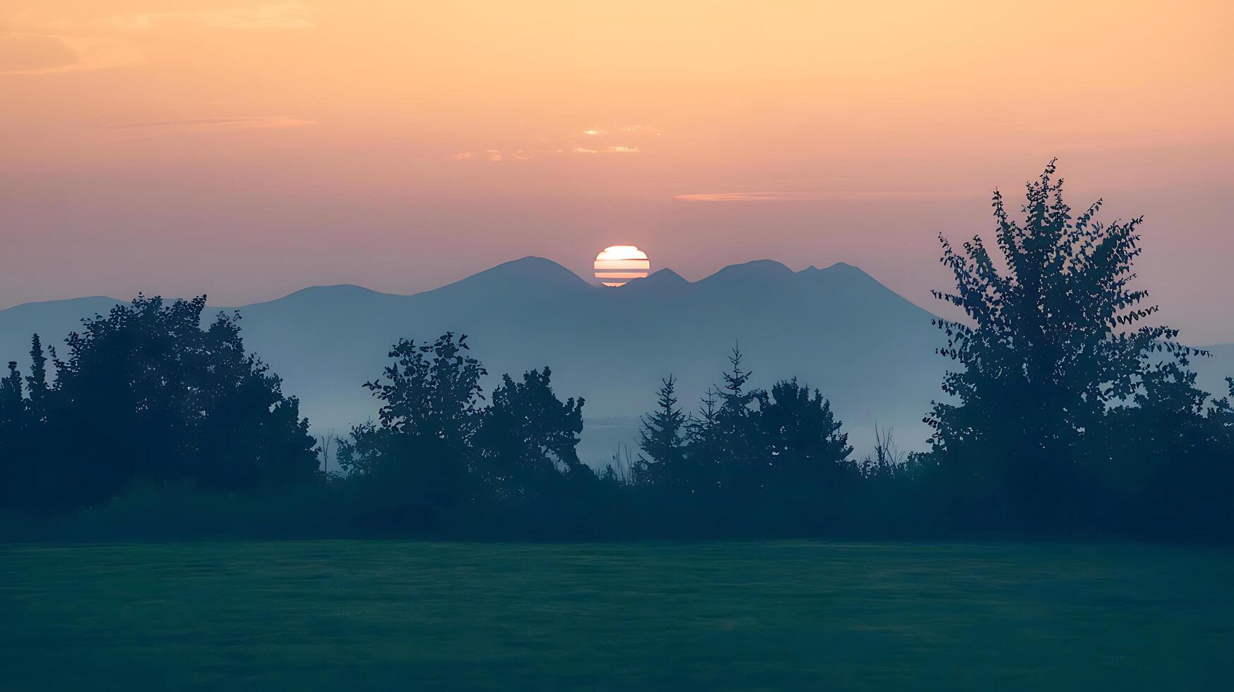 Golden Peaks Sunset Over Orange-Hued Mountains photo